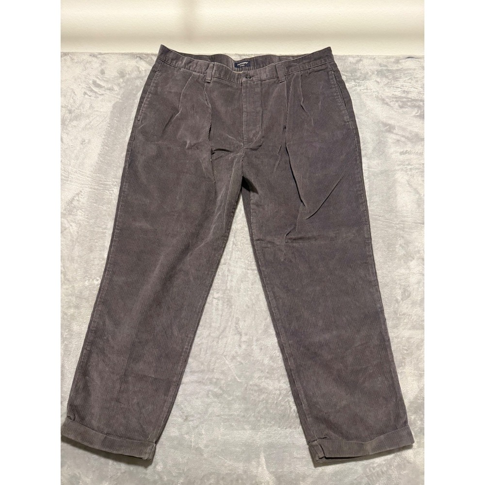 Dockers Corduroy Pants Mens 44x28 Gray Pleated Classic Fit Khakis